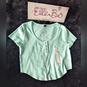NWT Wild Fable Teal Crop Tee L